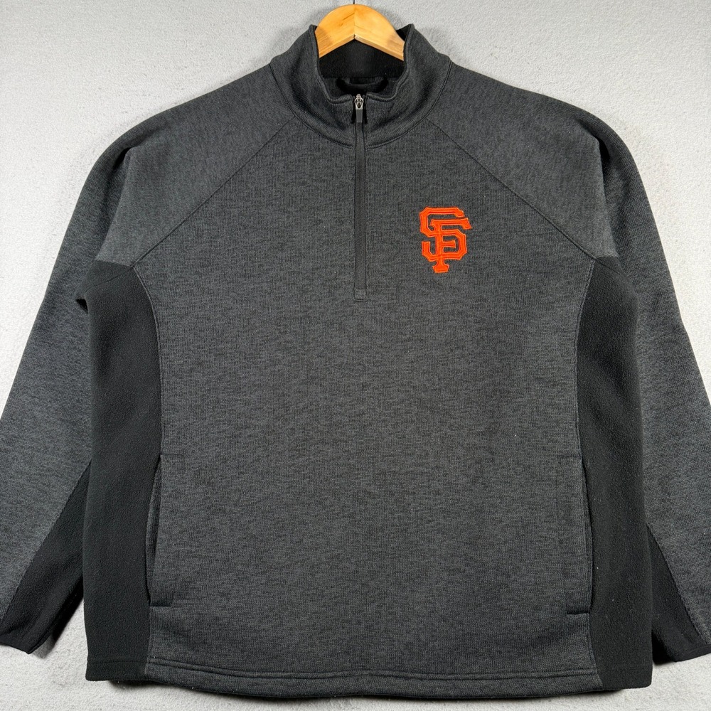 San Francisco‎ Giants Mens XL Quarter Zip Pullover Gray Orange MLB Baseball